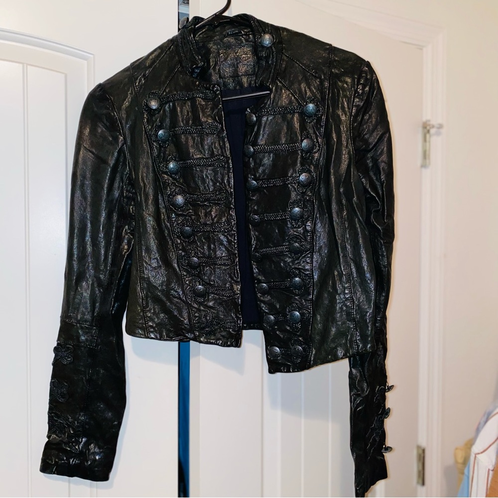 All Saints Vintage Leather jacket. Rare Karst cropped size uk 10, US 4 Black OBO